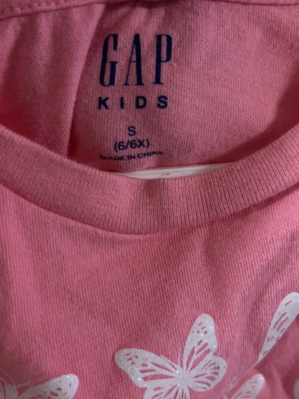 GAP Pink Short-Sleeve Tee with White Butterfly Print